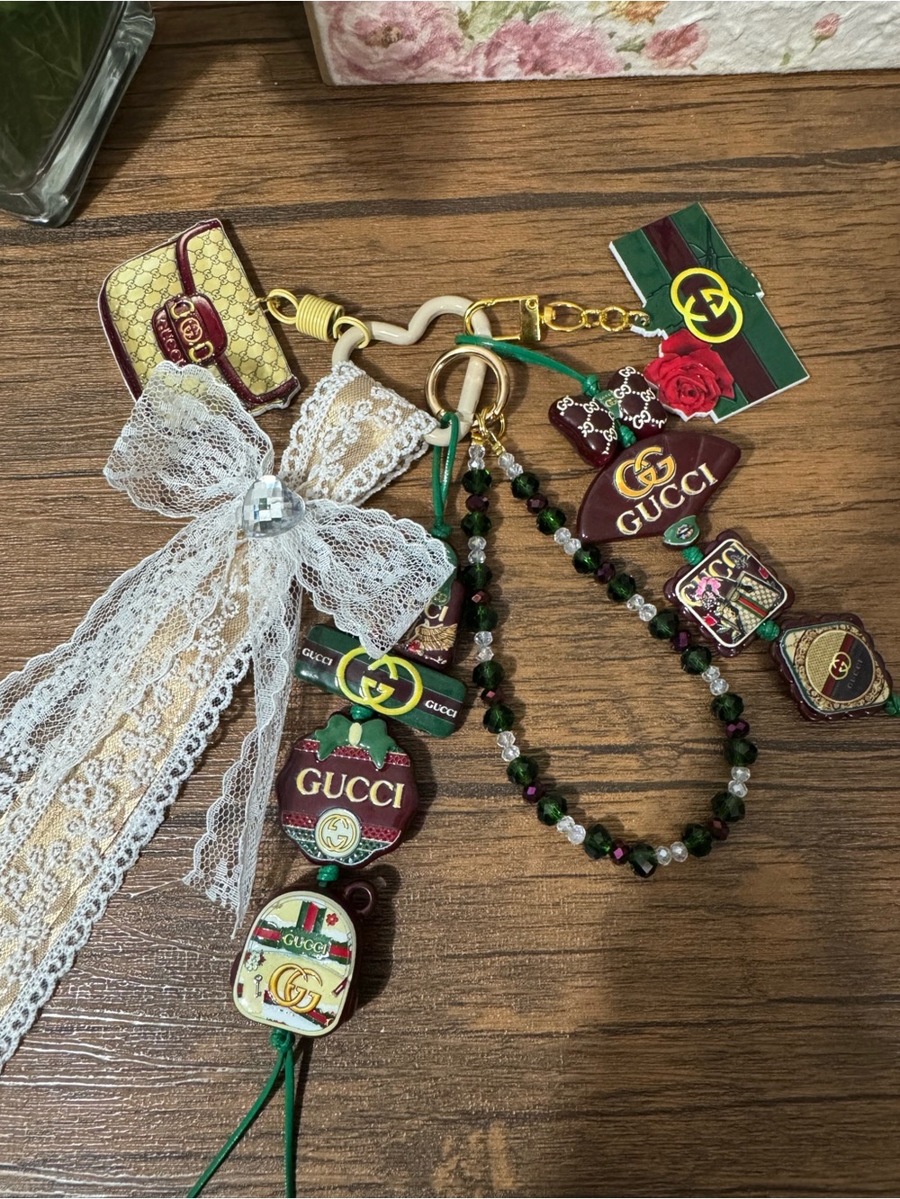 Green & Tan Fancy Phone/Key/Bag Chain #P1111 - Picture 13 of 13